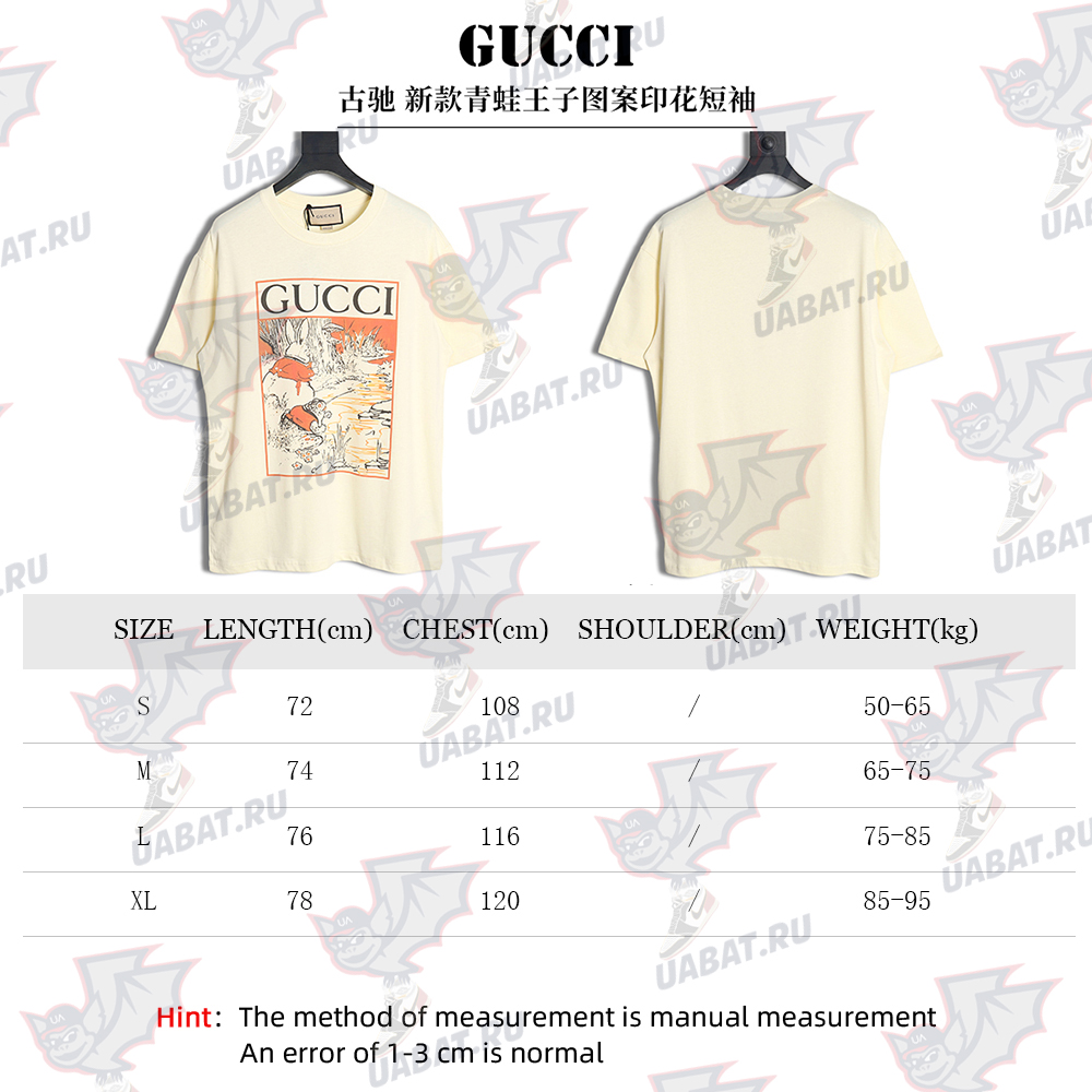 Gucci new frog prince pattern printed short sleeves