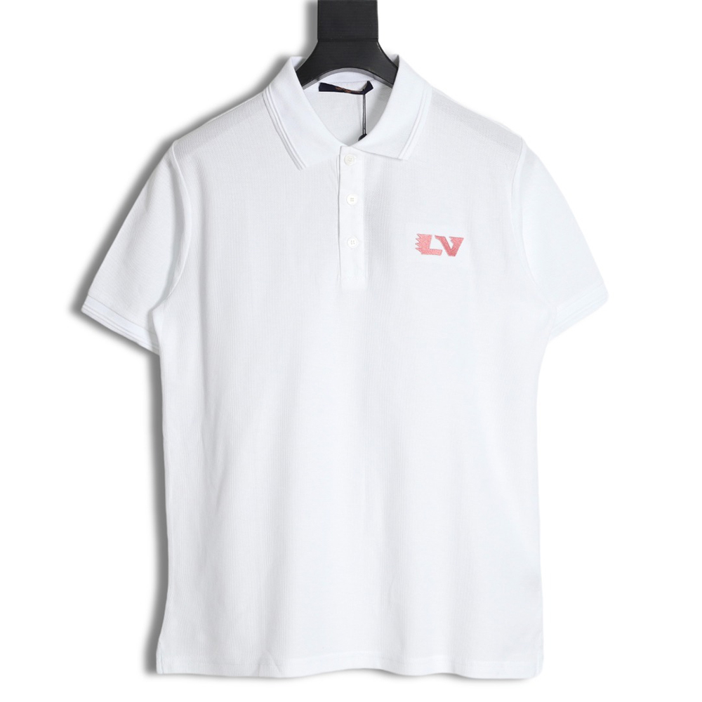 Louis Vuitton LV23SS pink embroidered short-sleeved POLO shirt
