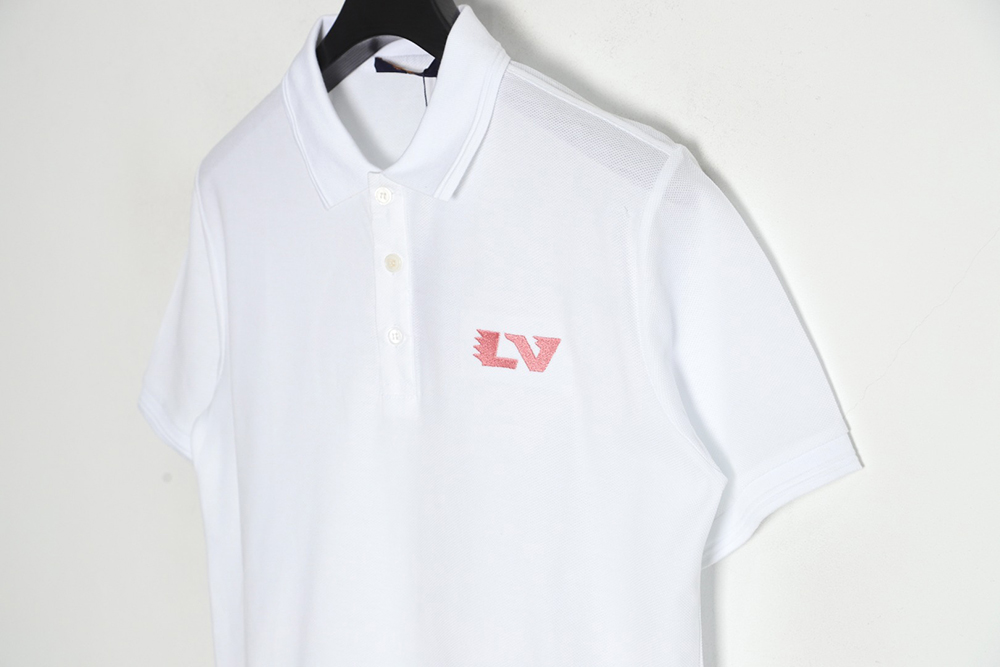 Louis Vuitton LV23SS pink embroidered short-sleeved POLO shirt