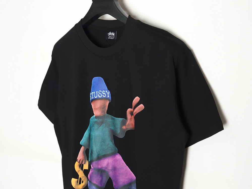 Stussy 2024 Peace ProsperityTee Doll Slogan Back Slogan Short Sleeve T-Shirt TSK2