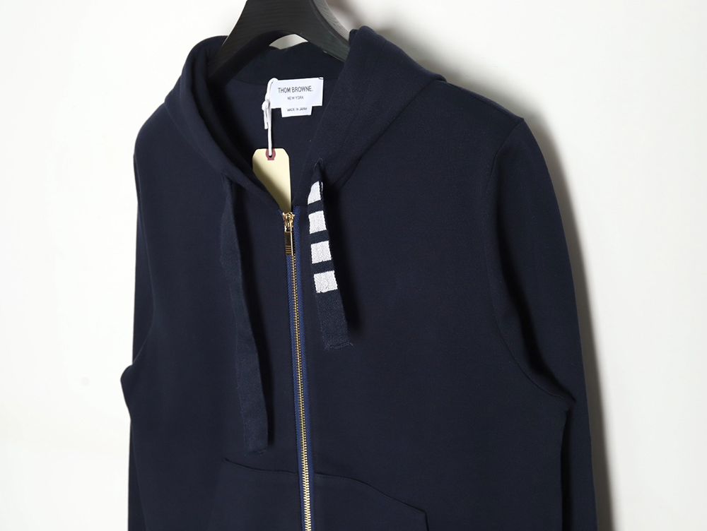 Thom Browne yarn-dyed drawstring zipper jacket TSK3