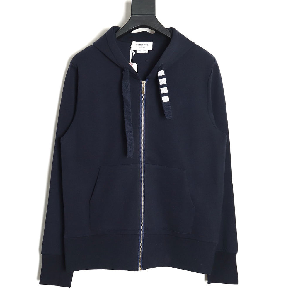 Thom Browne yarn-dyed drawstring zipper jacket TSK3