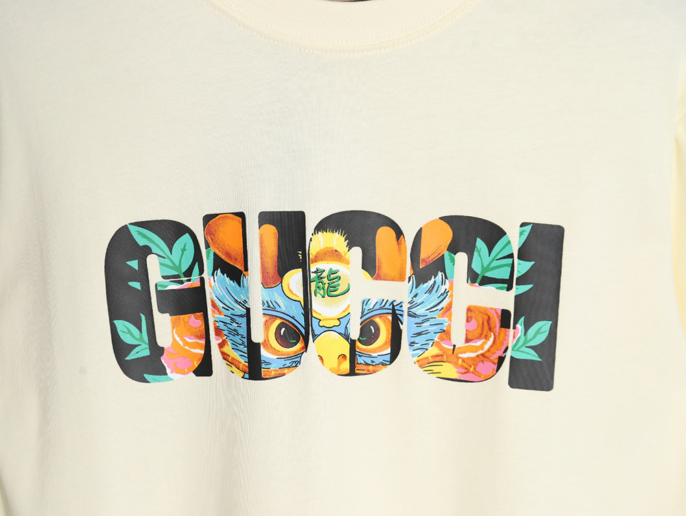 Gucci Dragon Year series dragon letter logo printed round neck short sleeves