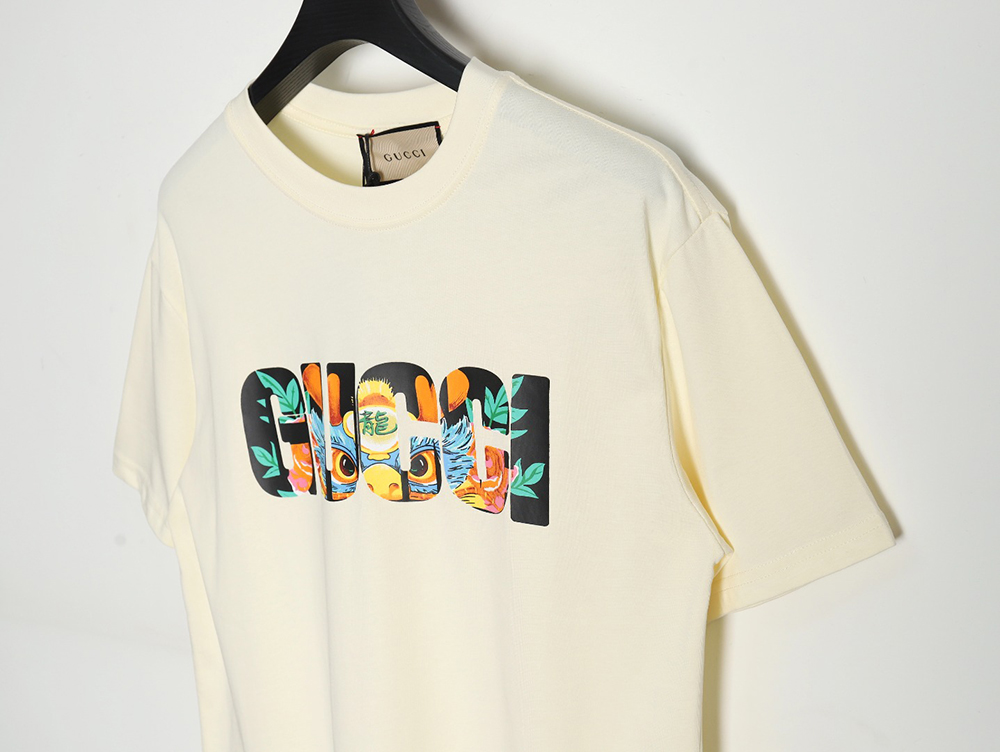 Gucci Dragon Year series dragon letter logo printed round neck short sleeves