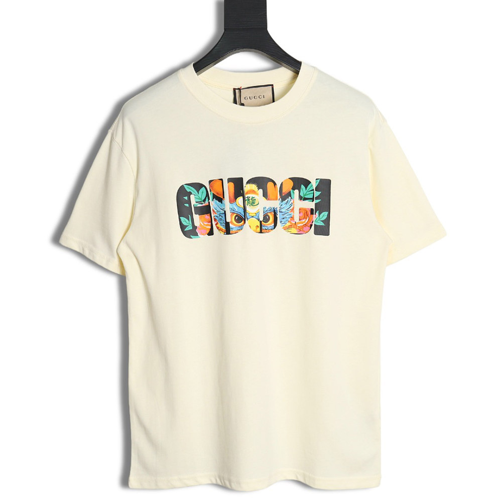 Gucci Dragon Year series dragon letter logo printed round neck short sleeves