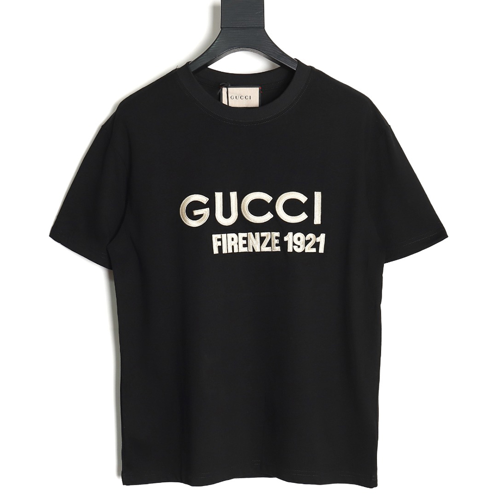 Gucci classic 1921 letter embroidered logo pattern short sleeves