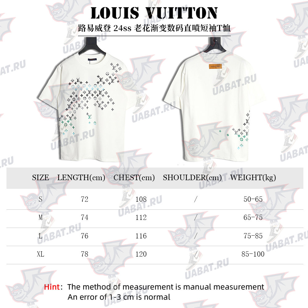 Louis Vuitton 24ss presbyopic gradient digital direct spray short-sleeved T-shirt