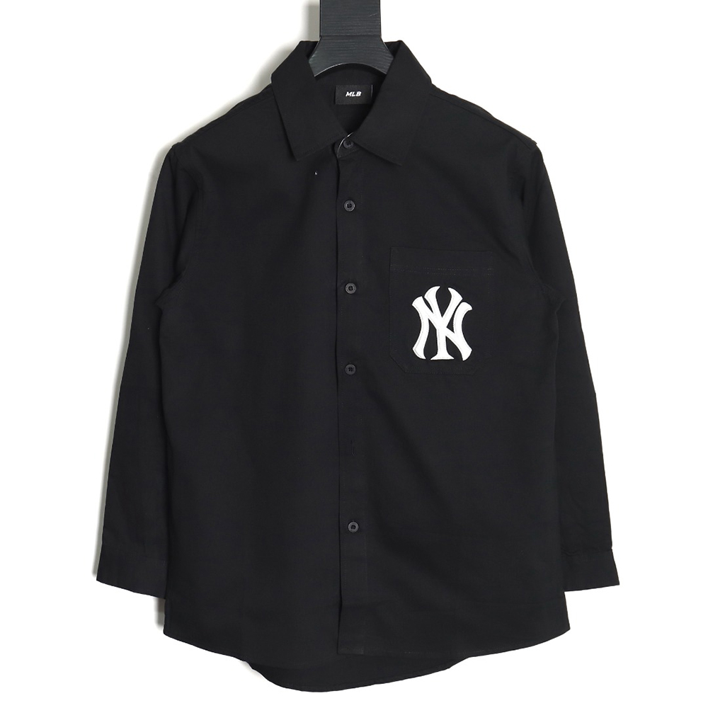 MLB Back Logo long-sleeved shirt autumn heavy embroidered Oxford shirt jacket