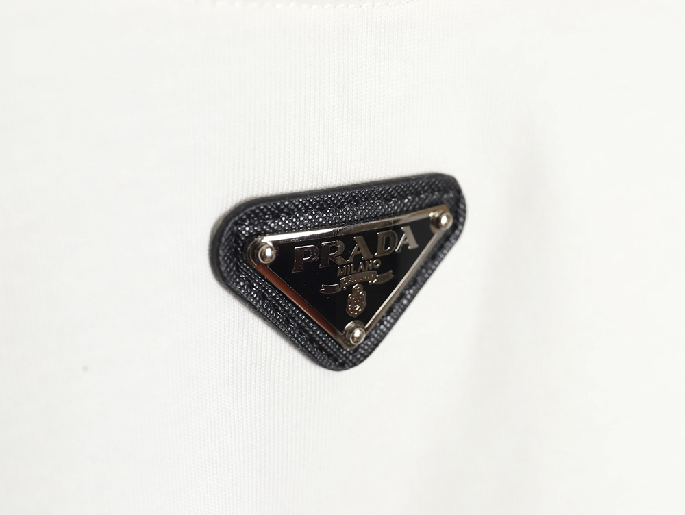 Prada collar metal triangle logo short-sleeved T-shirt