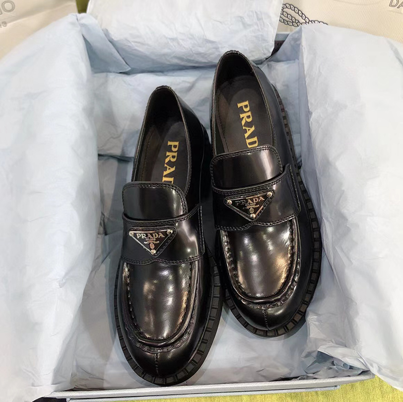 Prada Chocolate brushed leather loafers