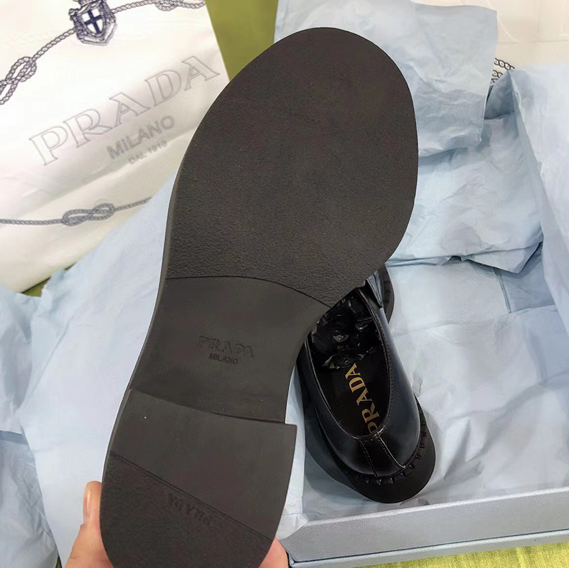 Prada Chocolate brushed leather loafers