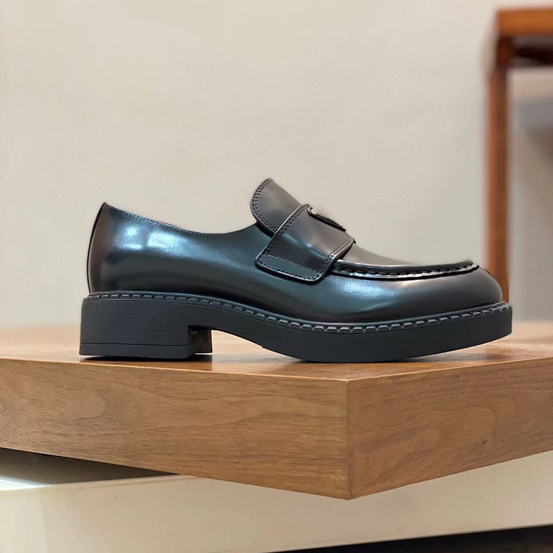 Prada Chocolate brushed leather loafers