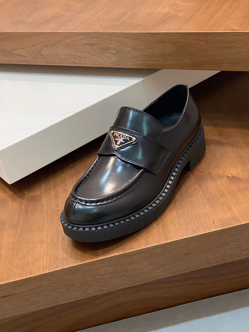 Prada Chocolate brushed leather loafers