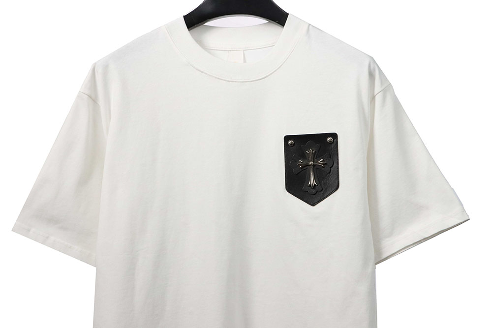 Chrome Hearts leather label cross silver short sleeves