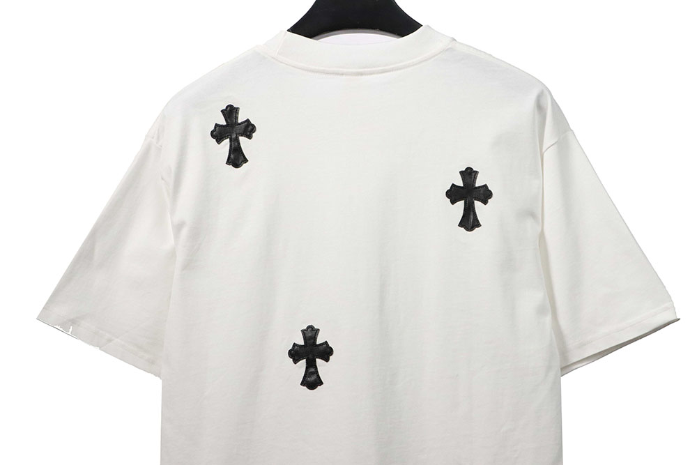 Chrome Hearts leather label cross silver short sleeves