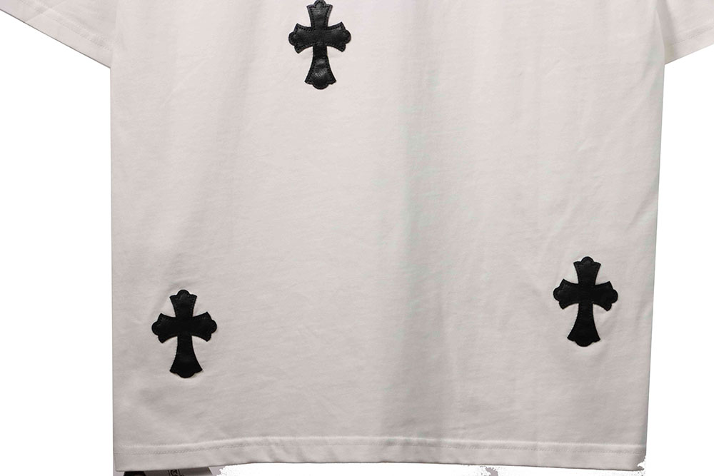 Chrome Hearts leather label cross silver short sleeves