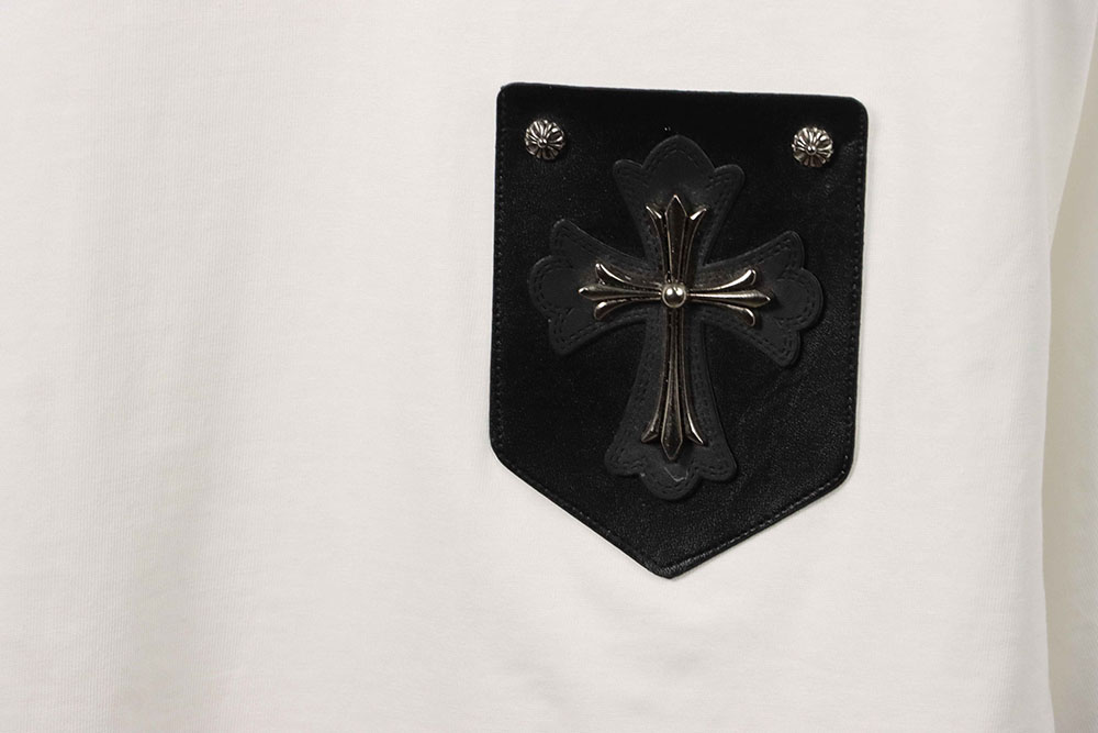 Chrome Hearts leather label cross silver short sleeves