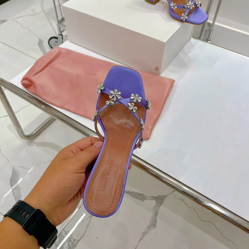 Amina Muaddi Lily Crystal Sandals H:9.5cm