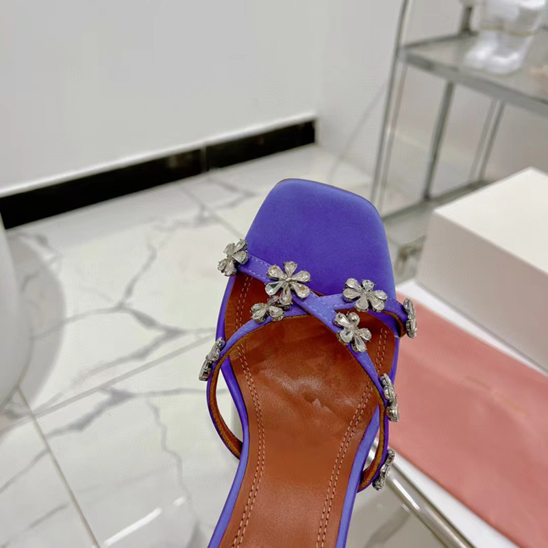 Amina Muaddi Lily Crystal Sandals H:9.5cm