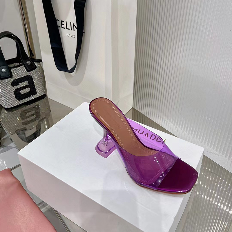 Amina Muaddi Purple Lupita Mules H:9.5cm