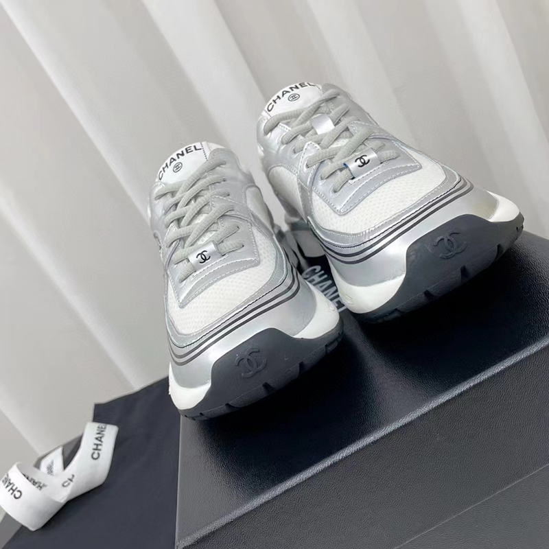 Chanel Wmns CC Logo Sneaker 'White Silver'