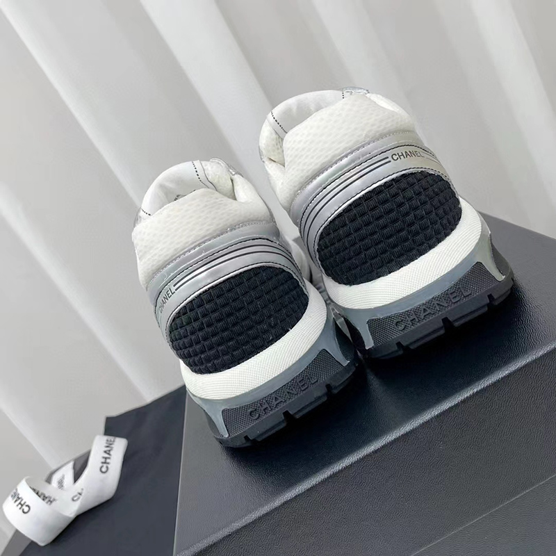 Chanel Wmns CC Logo Sneaker 'White Silver'