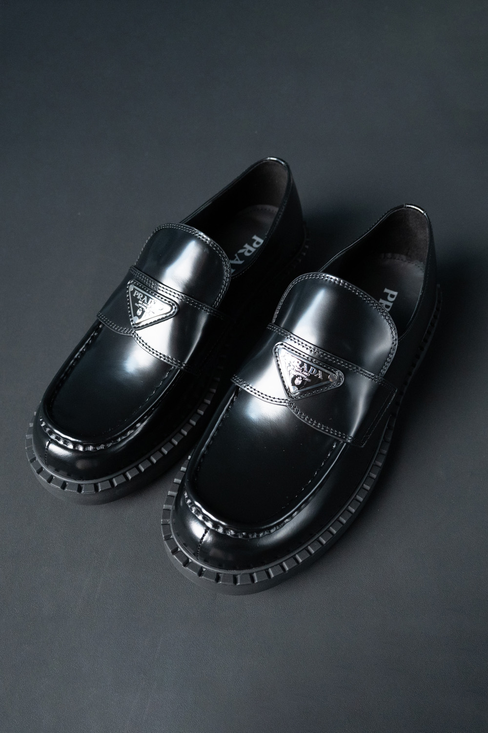 Prada Chocolate brushed leather loafers