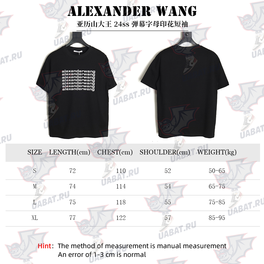 Alexander wang 24ss bullet screen letter print short sleeves TSK1