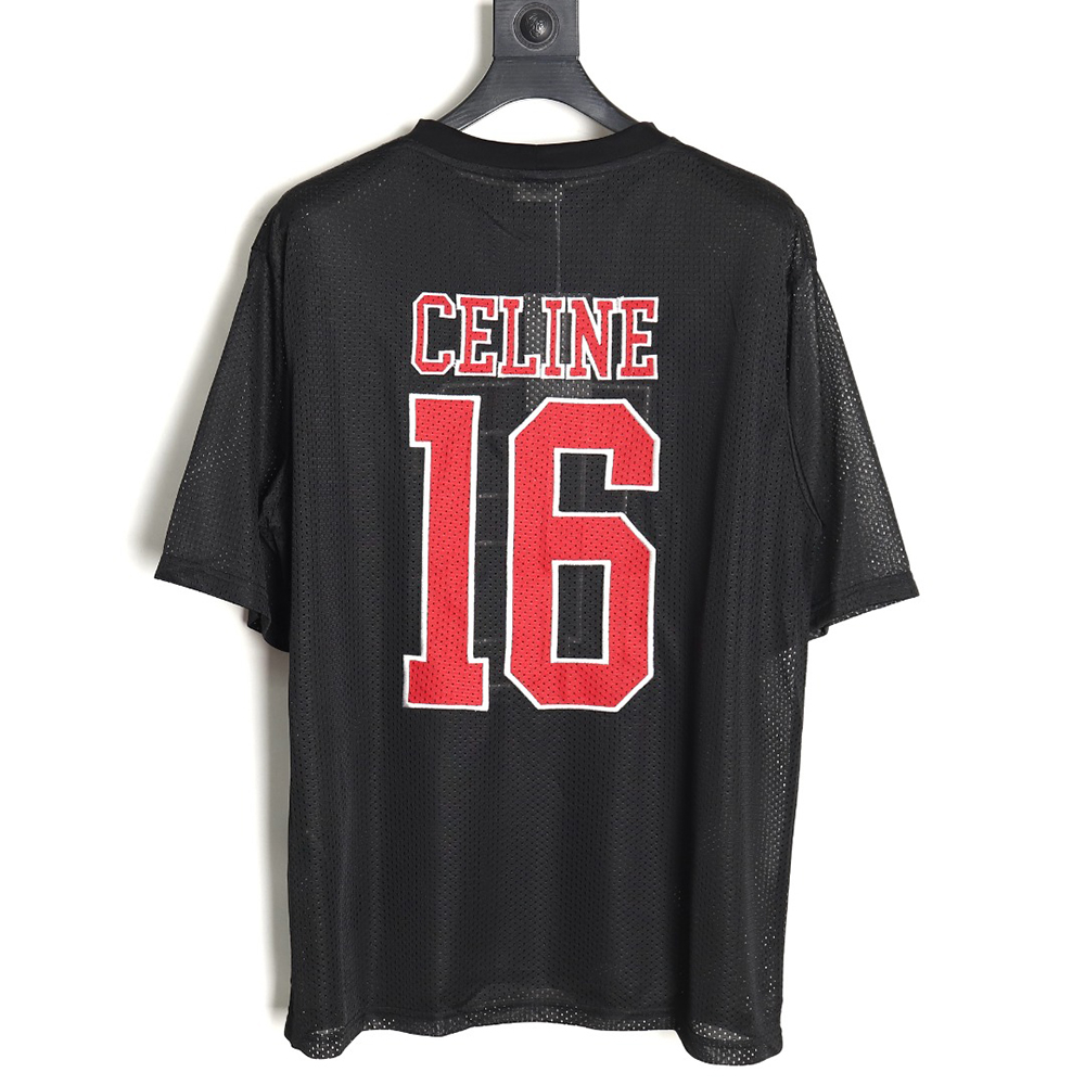 Celine 24SS 16 logo mesh short-sleeved T-shirt