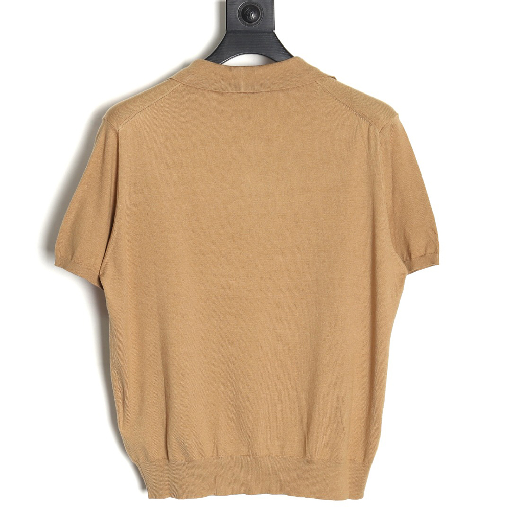 Prada Small LOGO Half-zip Wool Knit Short Sleeve Polo Shirt