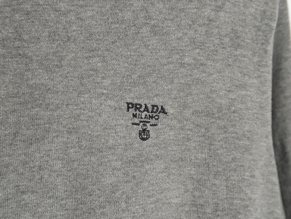 Prada Small LOGO Half-zip Wool Knit Short Sleeve Polo Shirt TSK1