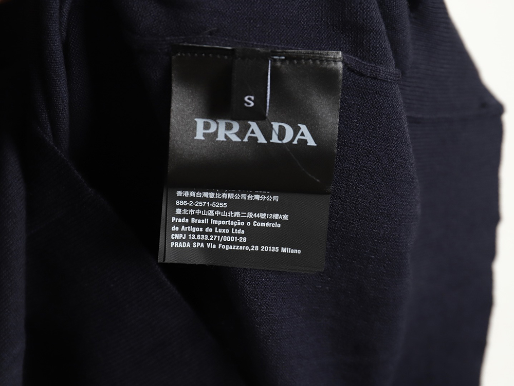 Prada Small LOGO Half-zip Wool Knit Short Sleeve Polo Shirt TSK2
