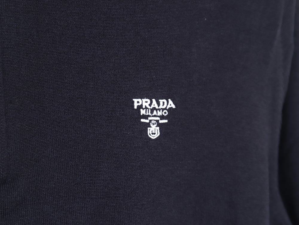 Prada Small LOGO Half-zip Wool Knit Short Sleeve Polo Shirt TSK2
