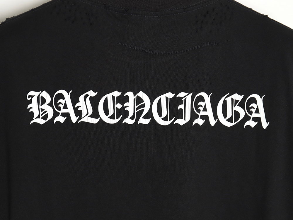 Balenciaga 24SS new Sanskrit back destruction short-sleeved T-shirt