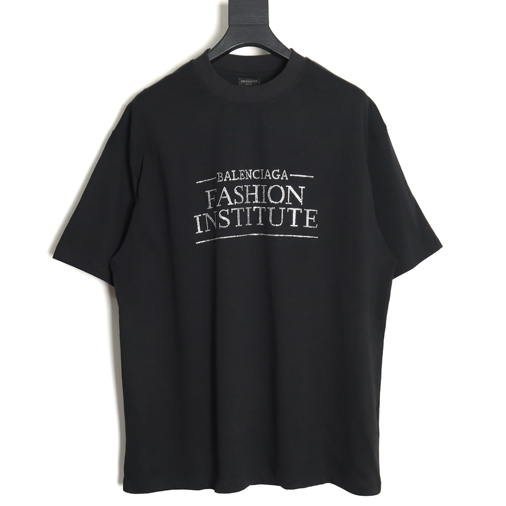Balenciaga 24SS new FASHION INSTITUTE letter hot diamond short-sleeved T-shirt