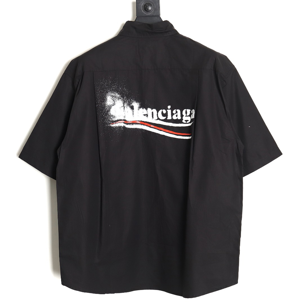 Balenciaga 24SS fuzzy cola print short-sleeved shirt