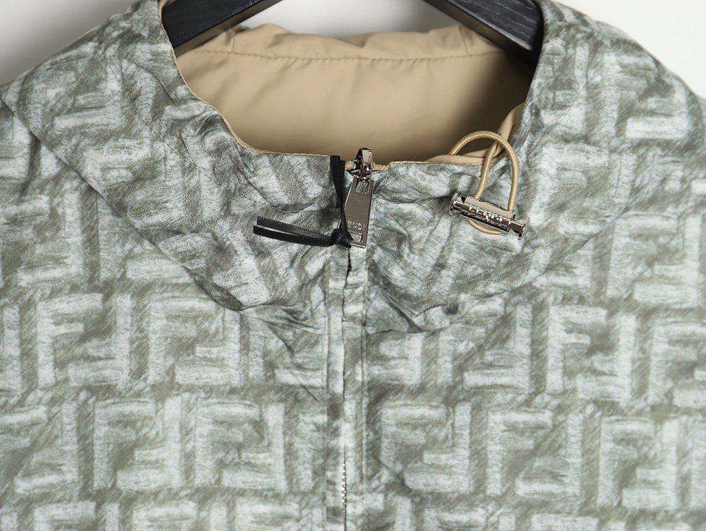 Fendi FD24SS Green FF Reversible Nylon Jacket Hooded Jacket