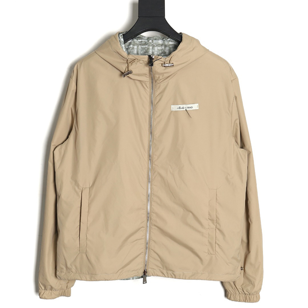 Fendi FD24SS Green FF Reversible Nylon Jacket Hooded Jacket