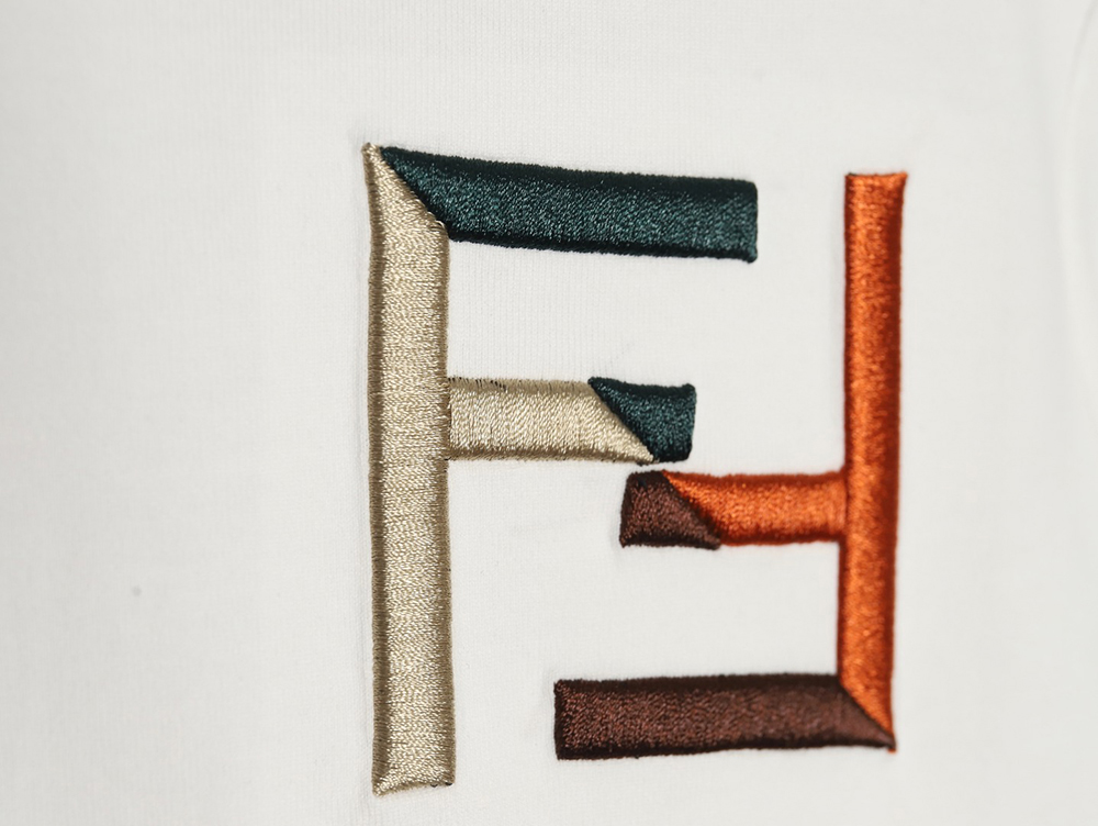 Fendi double F color block embroidered short sleeves