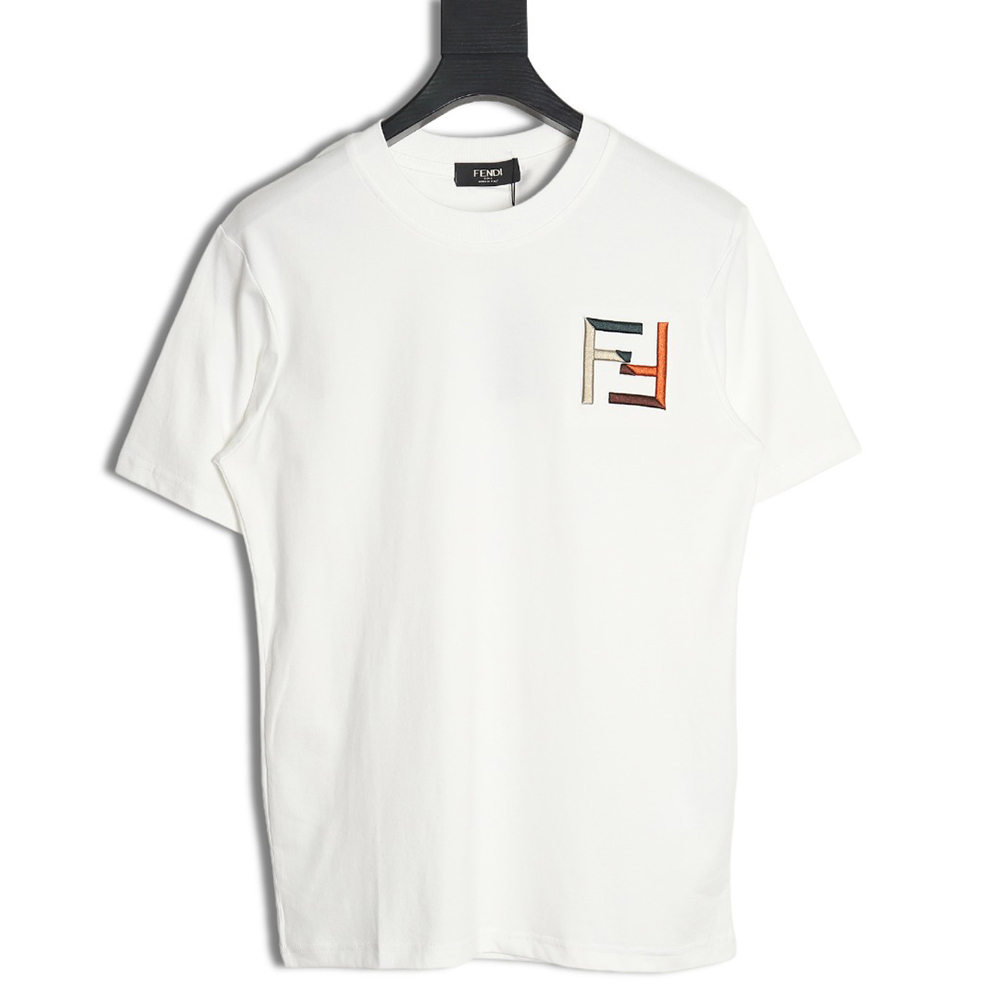 Fendi double F color block embroidered short sleeves