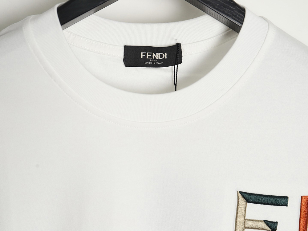 Fendi double F color block embroidered short sleeves