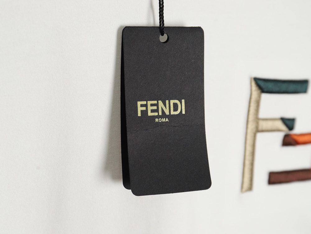 Fendi double F color block embroidered short sleeves