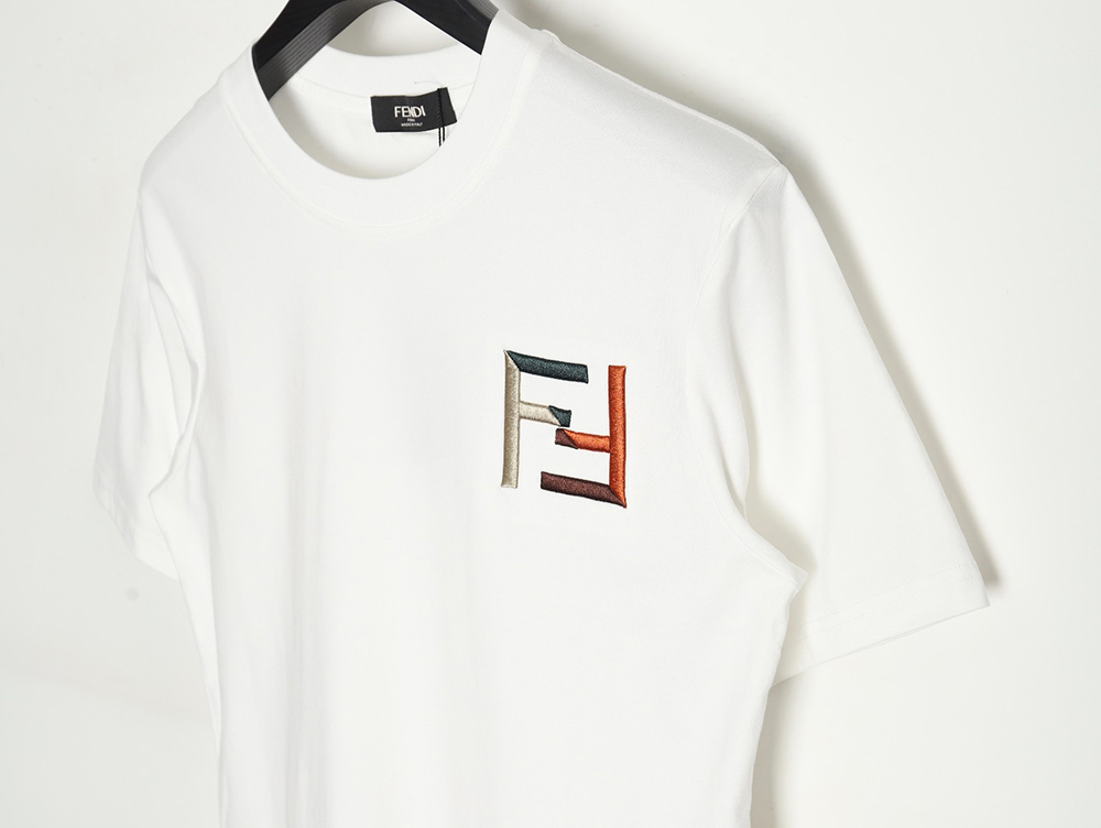 Fendi double F color block embroidered short sleeves