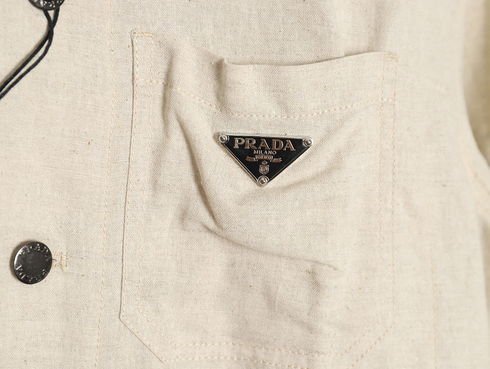 Prada PRD24SS Chambray Pocket Long Sleeve Shirt Jacket