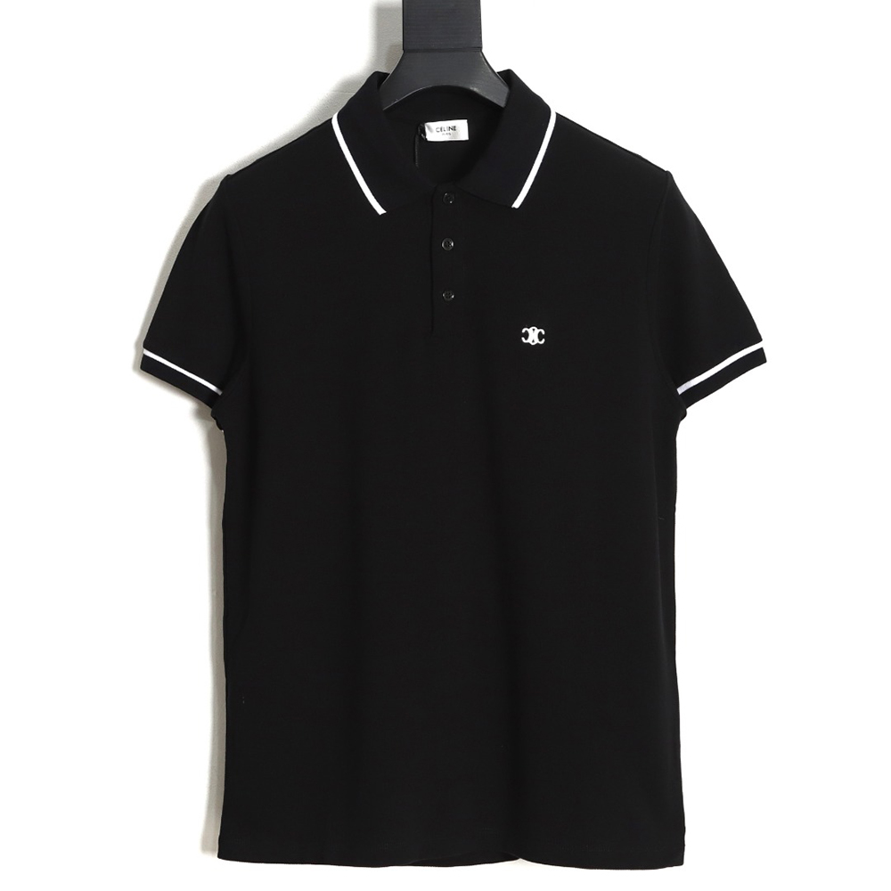 Celine 24SS chest embroidered short-sleeved polo shirt