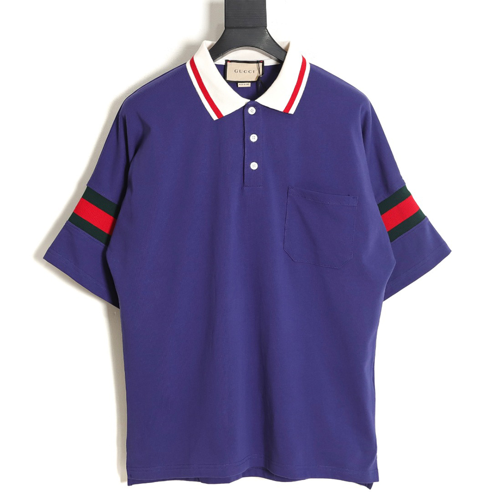 Gucci 24SS short-sleeved POLO shirt with webbing sleeves