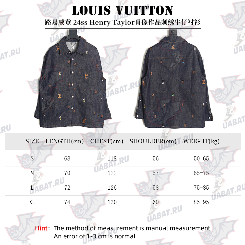 Louis Vuitton 24ss Henry Taylor portrait embroidered denim shirt