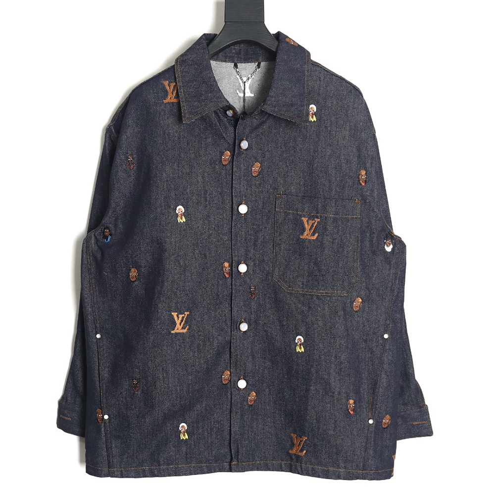 Louis Vuitton 24ss Henry Taylor portrait embroidered denim shirt