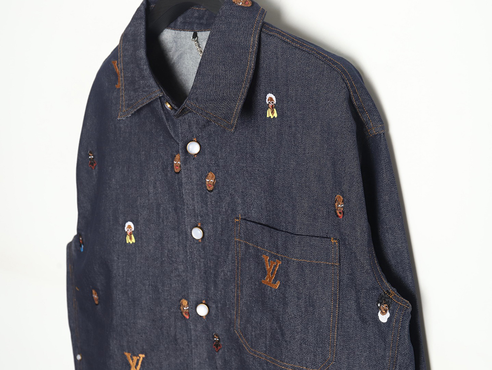 Louis Vuitton 24ss Henry Taylor portrait embroidered denim shirt