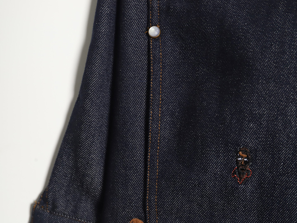 Louis Vuitton 24ss Henry Taylor portrait embroidered denim shirt